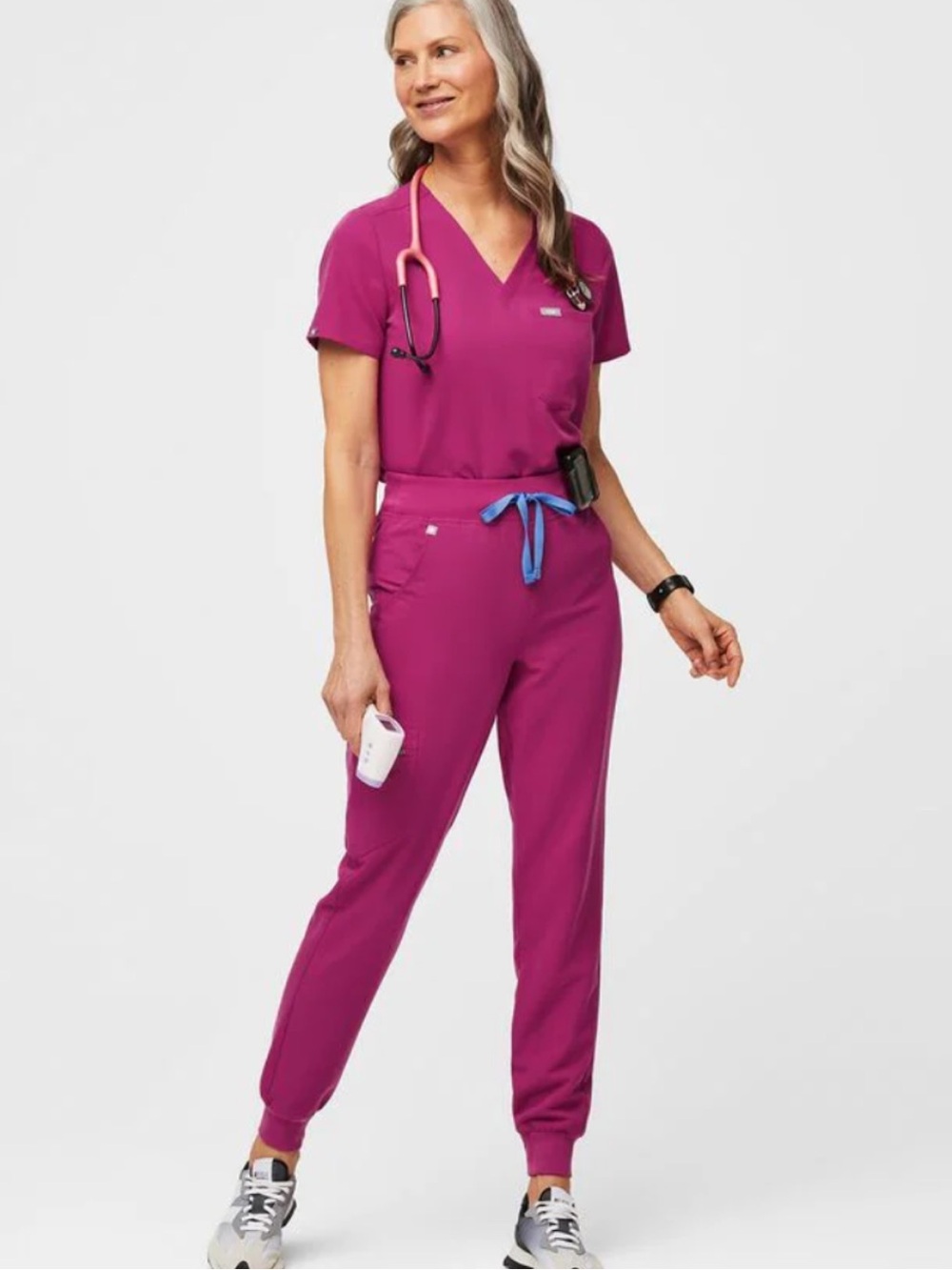 Figs Set Raspberry Sorbet Womens Scrub Set- Joggers & Top Size Large